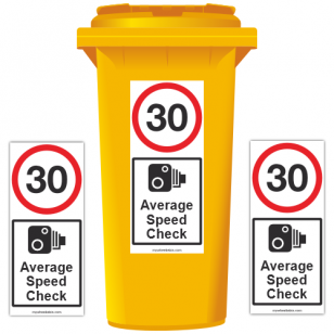 30 mph Average Speed Check Speed Reduction Wheelie Bin Stickers XL